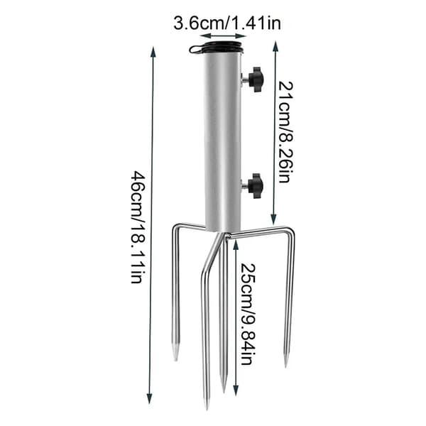Parasolstativ, parasollstativ med pløgg for gressplen, egnet for strand, camping, 46 cm