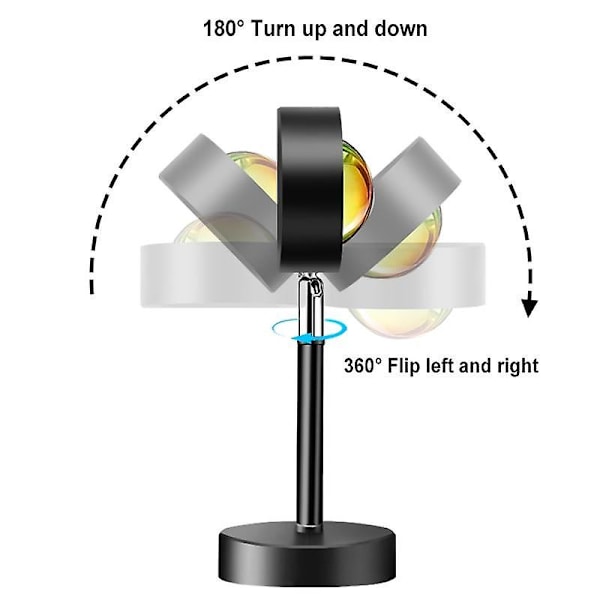 Solnedgangslampe farverig knap regnbue solnedgangsprojektor atmosfære led natlys boligindretning cafe bar solnedgang glorie lampe（10w sol）