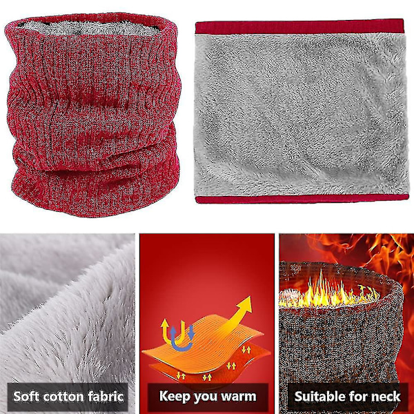 Fleece Halsvarmer Termisk Snoods Unisex Tykk Vinter Kaldt Vær Strikket（Stil4）