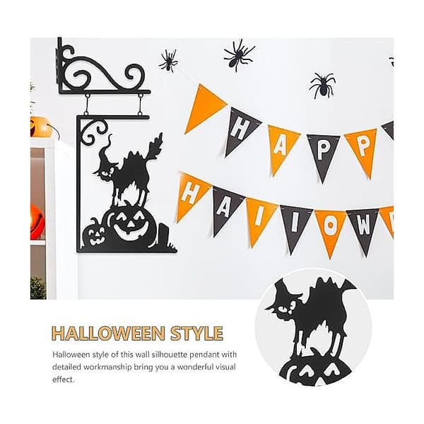Halloween vægskulptur i sort jern, festdekoration