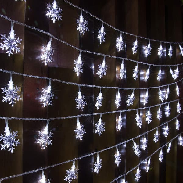 40 LED 20FT julelys snøfnugg lyslenke plugg inn fe lys 8 moduser vanntett fleksibel