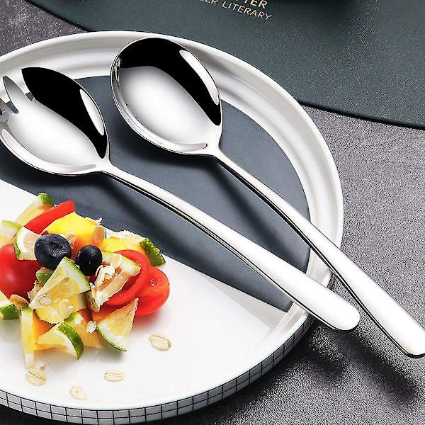 Enkelthovedet rustfrit stål 304 salatgaffel, salatske, rustfrit stål 18/8 salatgaffel, ske