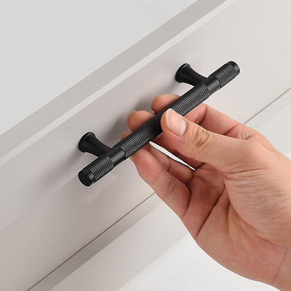 Mustat keittiön kaapin vetimet, uurretut kaapin vetolaatikon vetimet, alumiiniseoskalusteiden ovennupit, 2 kpl (pituus 150 mm)