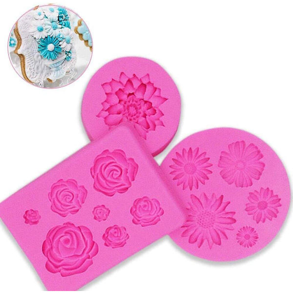 3D silikone bageform til kage fondant dekoration (blomst)