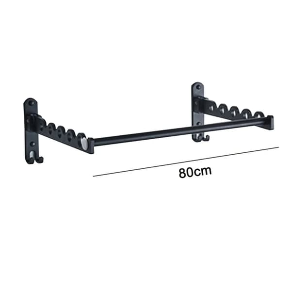 2-delat Klädkrokset i rostfritt stål, Vikbart väggställ med 80 cm stång, Klädtork för väggmontering