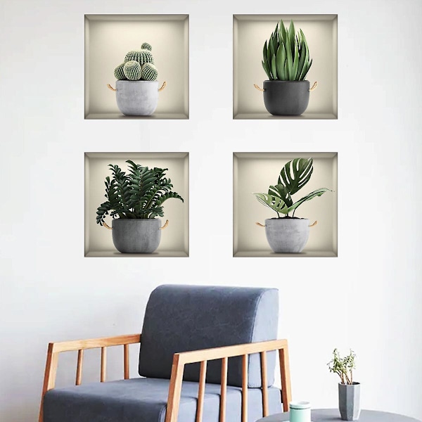 3d effect wall sticker potted plants decorative adhesive film wall sticker wall decoration for bedroom living room office