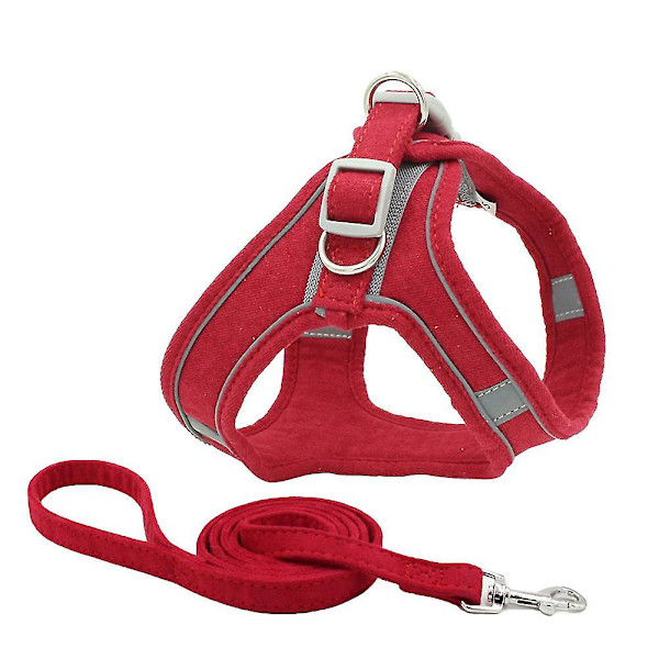 Liten, medium og stor hund advarsel reflekterende sele polstret vest og front nylon ledelse justerbar brystrempe sikkerhet-rød/xs