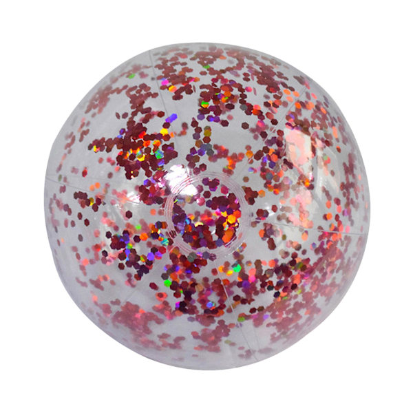 Uppblåsbar glitterstrandboll för sommarvattenaktiviteter (röd)