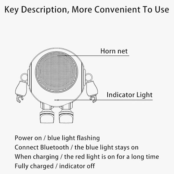 Kannettava Bluetooth-kaiutin Bluetooth-robottikaiutin Söpö kannettava pieni teräs Bluetooth-ääni langaton (Monivärinen)