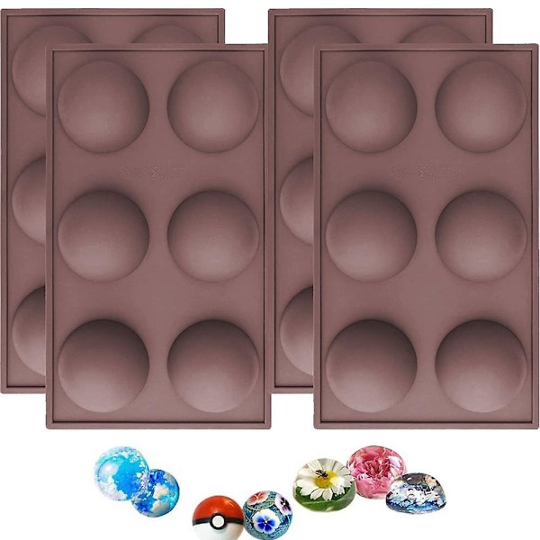 4 stk. 6 lige kuppel silikone chokoladeform | chokoladeform