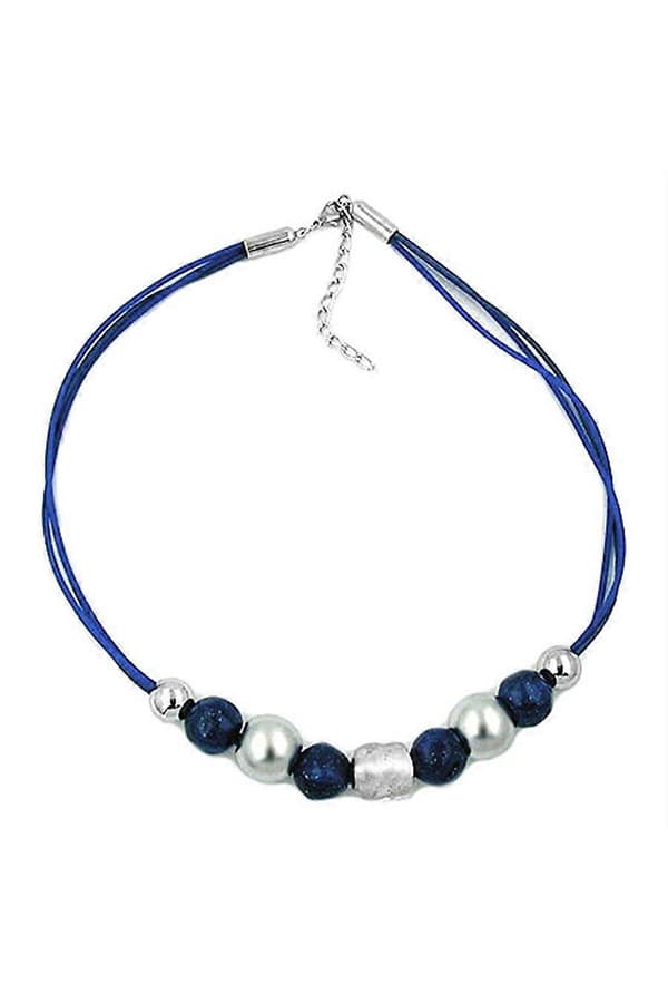 Halsband Blå Och Krom Pärlor 50cm - Gl02793