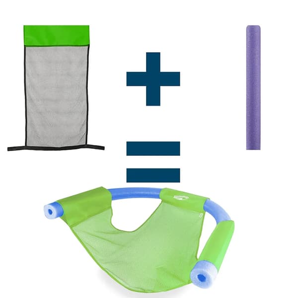 Flytande Pool Noodle Mesh Stol för Barn och Vuxna, Grön Sling Mesh Sits för Avkoppling i Poolen