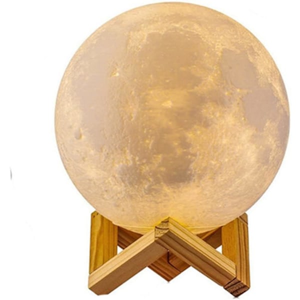 Full Moon Lamp 3d Led Nattlampa Dimbar Touch Control Ljusstyrka Usb Laddning
