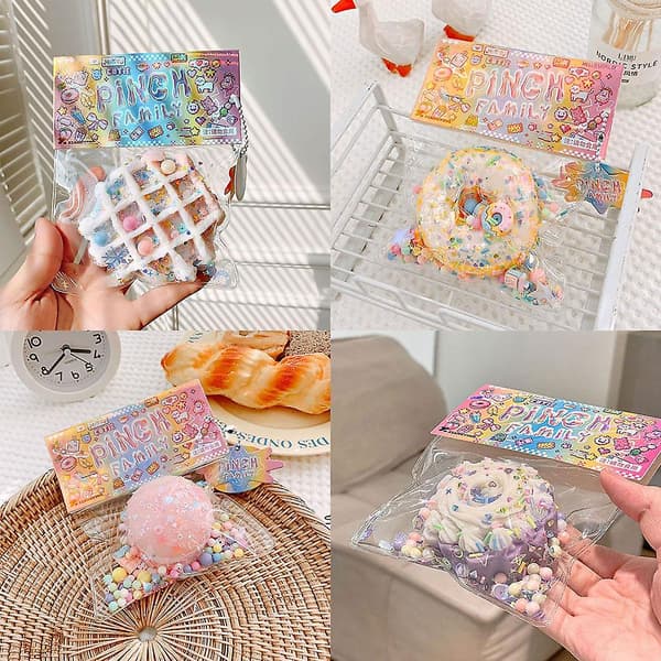 Waffle TPR Degskrapa Squeeze Leksak Squishy Degskrapa Leksak Långsam Rebound Stressboll Fidget Leksaker（Cake Lila）