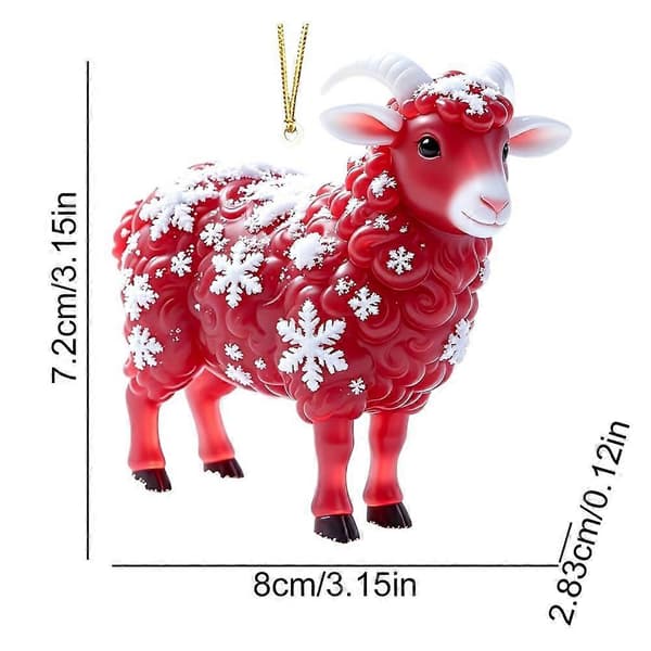 Akryl Fårepynt - Dobbeltsidet tryk, brudsikkert, med ophængsløkke H