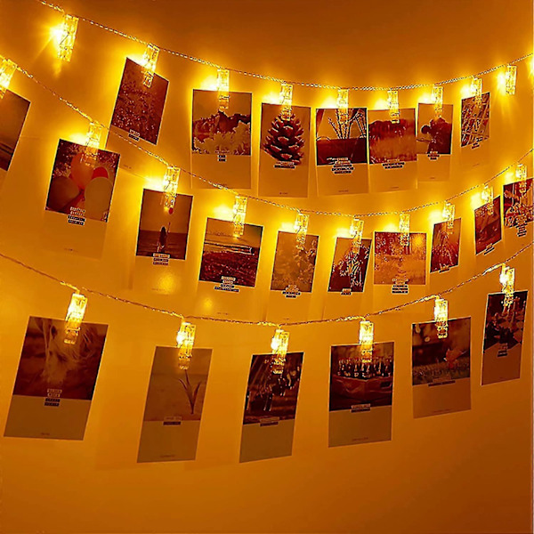 Fairy Lights med Fotoclips, 8 Ljuslägen Fotoclips Ljuskedjor USB/Batteridrivna Foto Ljuskedja för Rum, Sovrum, Pi