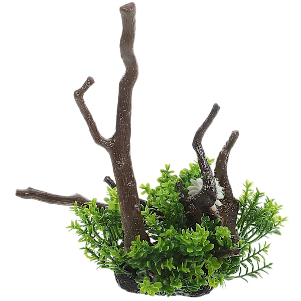 Kunstig akvarieplante ornament fisketank plante kunstig vandgræs falsk gren plante（20.50X18.00X9.00CM，som vist）