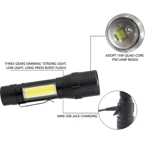 LED-taskulamppu, zoomaava taskulamppu (J)