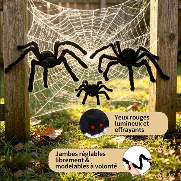 Kæmpe Edderkop Halloween Dekorationssæt, til hjem, have og terrasse
