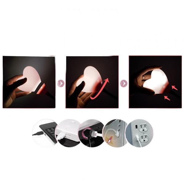 Nattlys, USB-oppladbar bordlampe, silikon romantisk