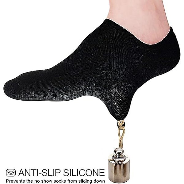 No Show Socks Women Low Socks Non Slip Flat Boat Line 8 Pairs-M/US Shoe Size5-8_svart