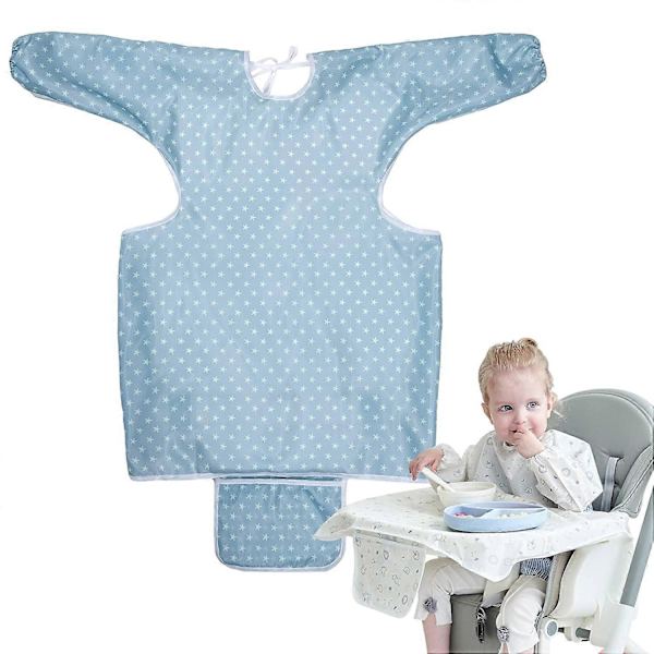 Bibs Flicka Pojke Småbarn Matning Vattentät Långärmad för Bebisar Smock Hela Bib, 6-36 Månader