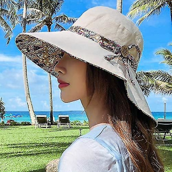 Dam solhatt Upf 50 bred brätte hinkhatt Uv-skydd sommar strand solhatt