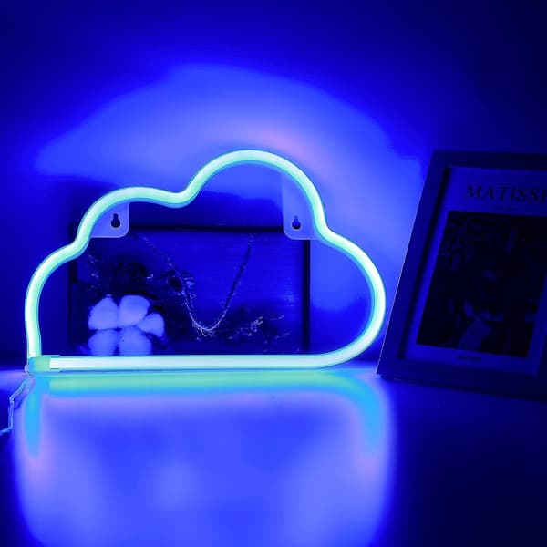 Moln Neon Skyltar, Neon Skylt för Väggdekor, Neonljus för Estetisk Rumdekor, USB/Batteridriven LED Neon Skyltar för Sovrum, Vardagsrum, Jul