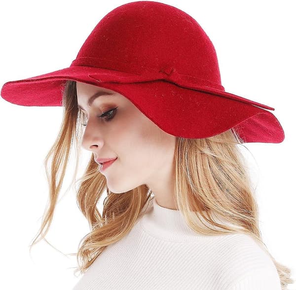 Dame bredbremmet ullbånd floppy hatt