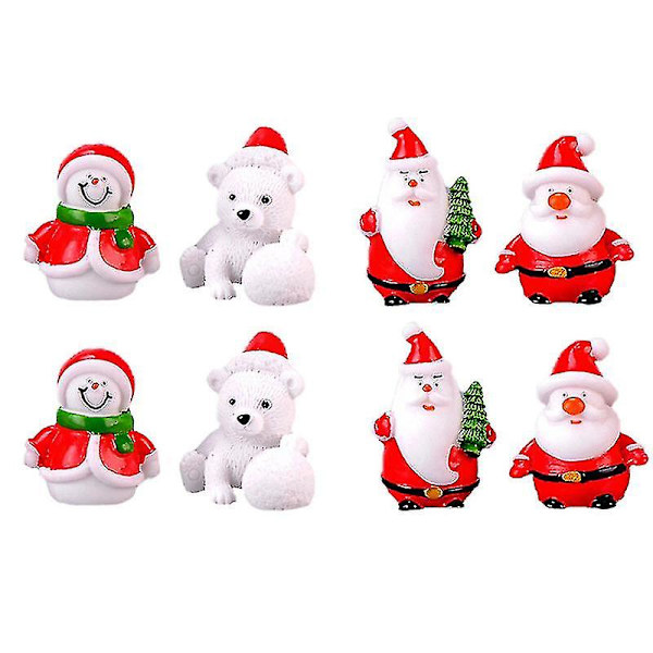 8 st julgranspynt Resin Mini Figuriner Jul Resinleksaker För Heminredning