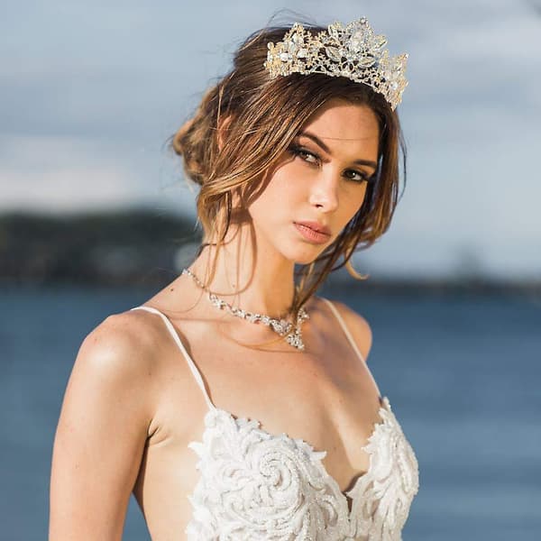 Gullkrone Bryllup Tiara Dronning Prinsessekrone For Kvinner Og Jenter Brudetiara