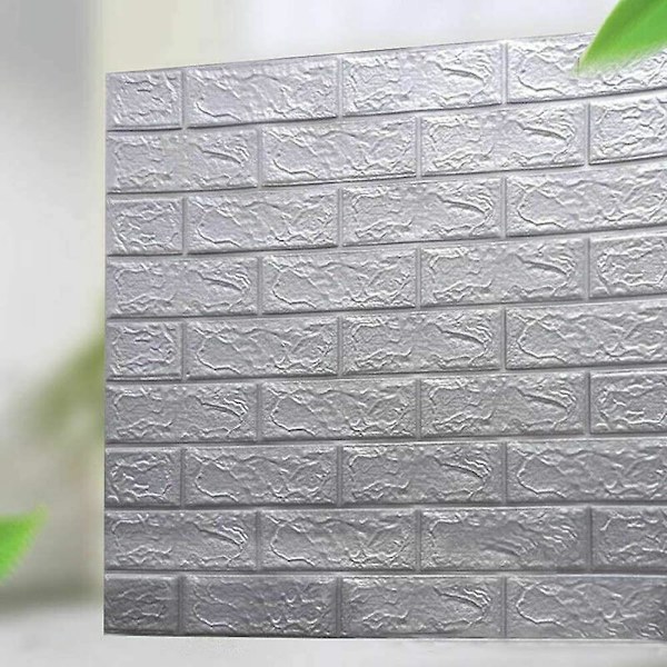 10 kpl 3D-tiiliseinätarra itseliimautuva vedenpitävä vaahtomuovipaneeli taustakuva3D-tiiliseinätarra (hopeaharmaa)