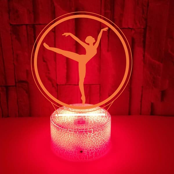 Ballerina Natlampe Farverigt 3D Lys med Touch