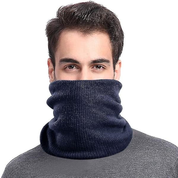 Halsvärmare Snood Halsduk Fleecefoder Tjock Vindtät Vinter Varm Stickad Halsduk