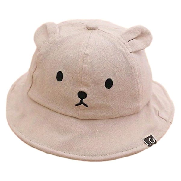 Baby Super Cute Bear Fisherman Hat Menn Og Kvinner Baby Solskjerm Tynn Bassenghatt（Beige）