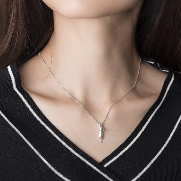Sølv Tiny Cat Pendant Vinta Hængende Cat Pendant Halskæde Til Kvinder Piger
