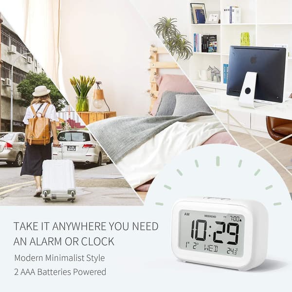 Digital väckarklocka för sovrum, resor, kontor - Modern minimalistisk stil med LCD-skärm