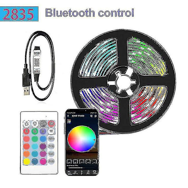 20m LED-lampor Bluetooth RGB-lampor LED-bandlampor med 44-tangenters fjärrkontroll Musiksynkronisering Färgförändrande LED-stämningsremsa Fule53-2835 24key Bt-kontakt-20m Full S