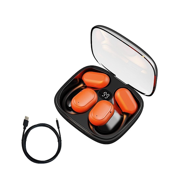 Trådløse ørepropper Bluetooth 5.3 Hodetelefoner Vanntett Støyreduksjon Sportsørepropper Ørekroker Stereo Headset for Telefon（Oransje Svart）