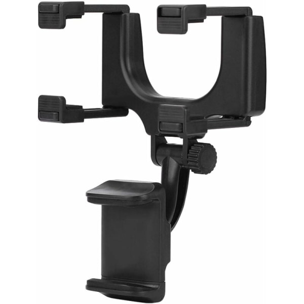 Mobiltelefonholder, Universal Plastic Car Rear View Mirror Mount, Mobiltelefonholder, Stand til iPhone Samsun HTC PS Smartphone Sort