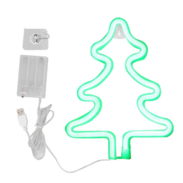 2024 Jul Neon Skilt Juletre Form Neon Lys USB Dekorativt Nattlys for Skrivebord Vegg Display