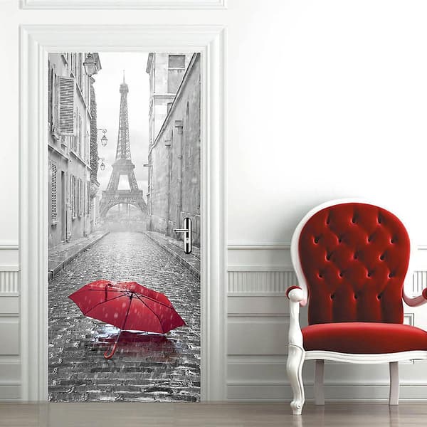 Tarra -Eiffel-torni Itsekiinnittyvä seinätarra ovi, PVC, Eiffel-torni, 200 x 38,5 cm