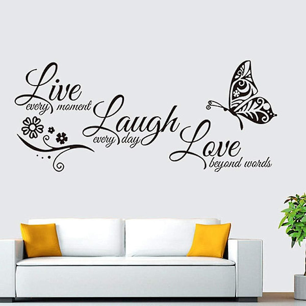 Live Love Laugh Set 3 Seinätaide Motivaatioseinätarrat Perhe Inspiroivat Seinätarrat Lainaukset (10,6x23 Musta)