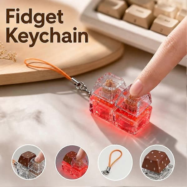 Mini Clicker Nøglering til Stresslindring Kompakt PC-tilbehør til Lange Studiesessioner og Arbejde pink white