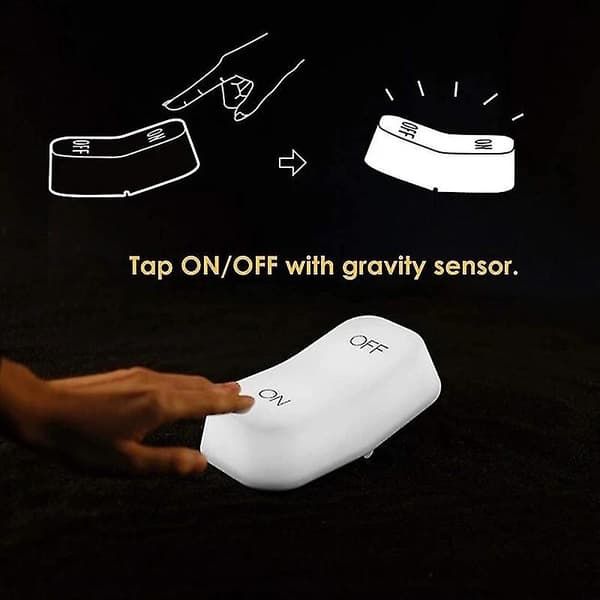 Lyssensorlampe med tyngdekraftsensor LED-skabbelysning Soveværelsesnattelys (hvidt lys)