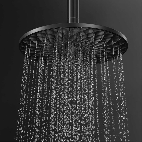 Duschhuvud, 9 tum runt duschhuvud med solid ABS regnduschmunstycke Vattenbesparande regnduschhuvud med högt tryck, svart