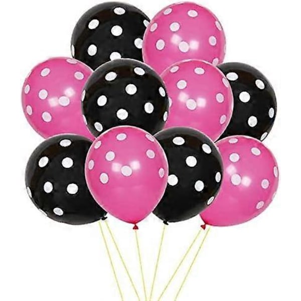 12 Tums Latex Blandade Flerfärgade Polka Dot Ballonger Födelsedag Festival Party Tillbehör Färgglada 100 St (Mix Rosrosa & Svart)