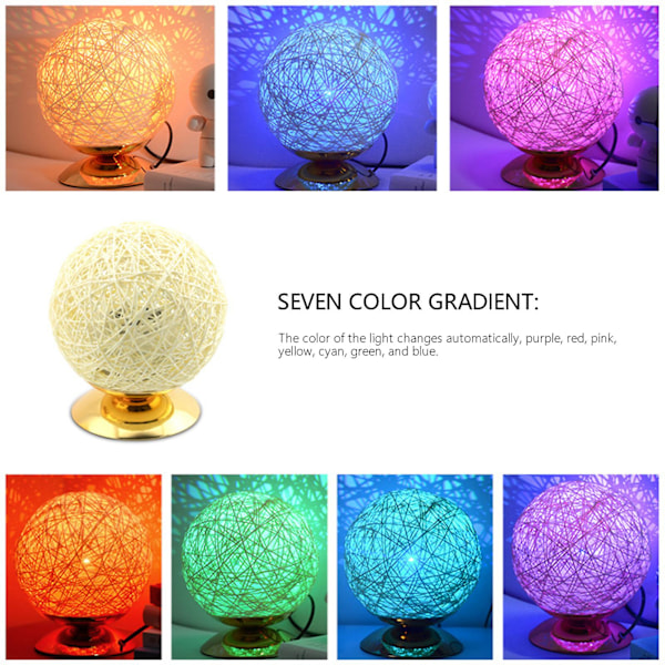 Lampe for soverom, nattlys for barn - Rattan Ball Light LED Rattan Ball Lampe Dimbar LED Projektor Nattlamper med fjernkontroll, Bluetooth-høyttaler