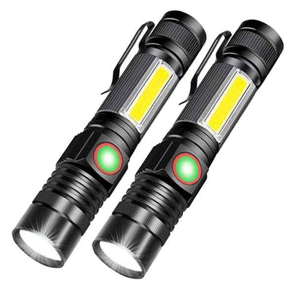 LED-taskulamppu, ladattava taskulamppu, USB-taskulamppu (2 kpl 18650-paristoa)（E）
