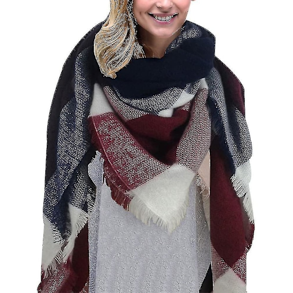 Dames Sjal Rutete Oversized Firkant Teppe Sjal Høst Sjal Vinter Sjal